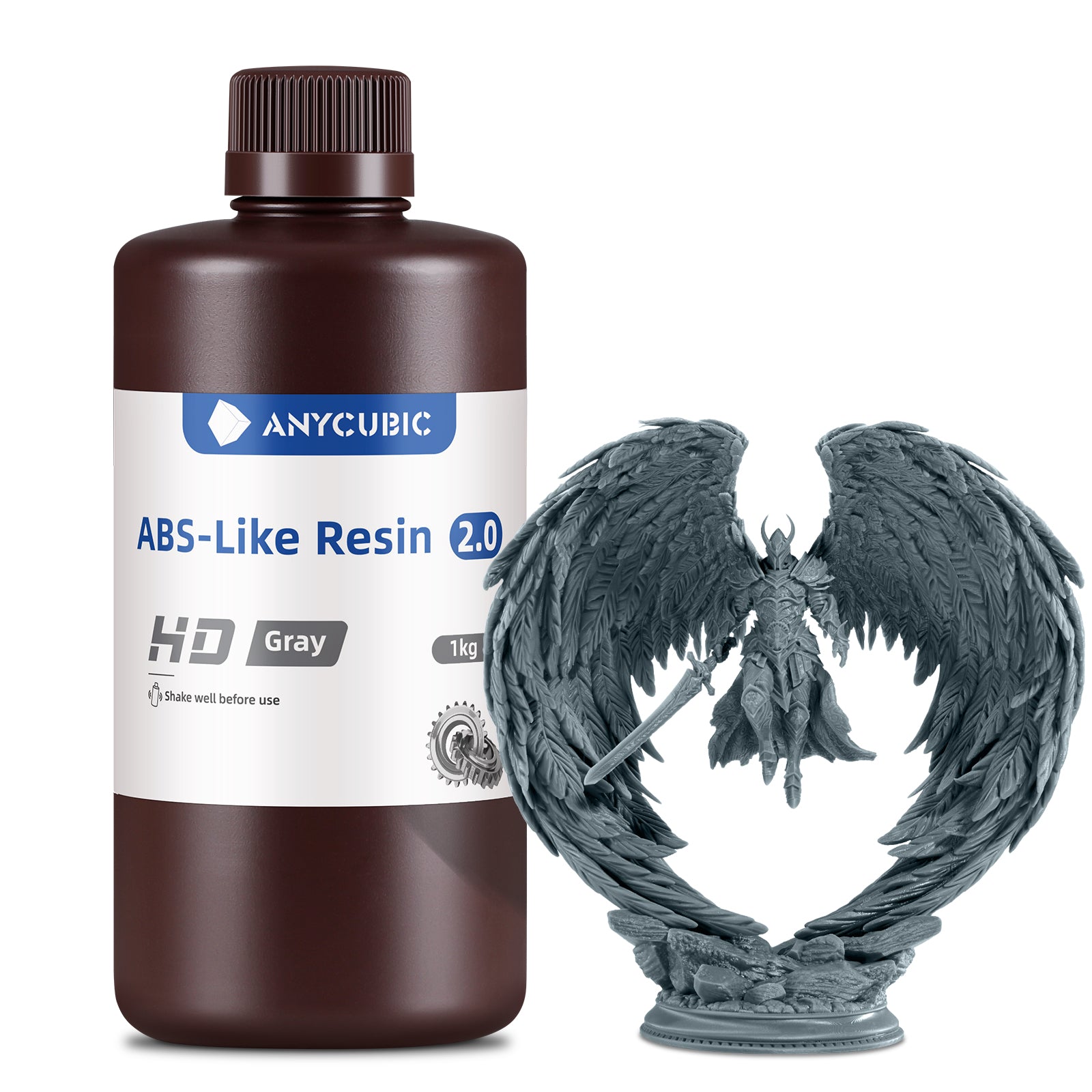 ANYCUBIC Résine ABS-Like 2.0, haute résistance et faible retrait pour imprimantes 3D LCD/DLP/SLA - HD gris - 1 kg