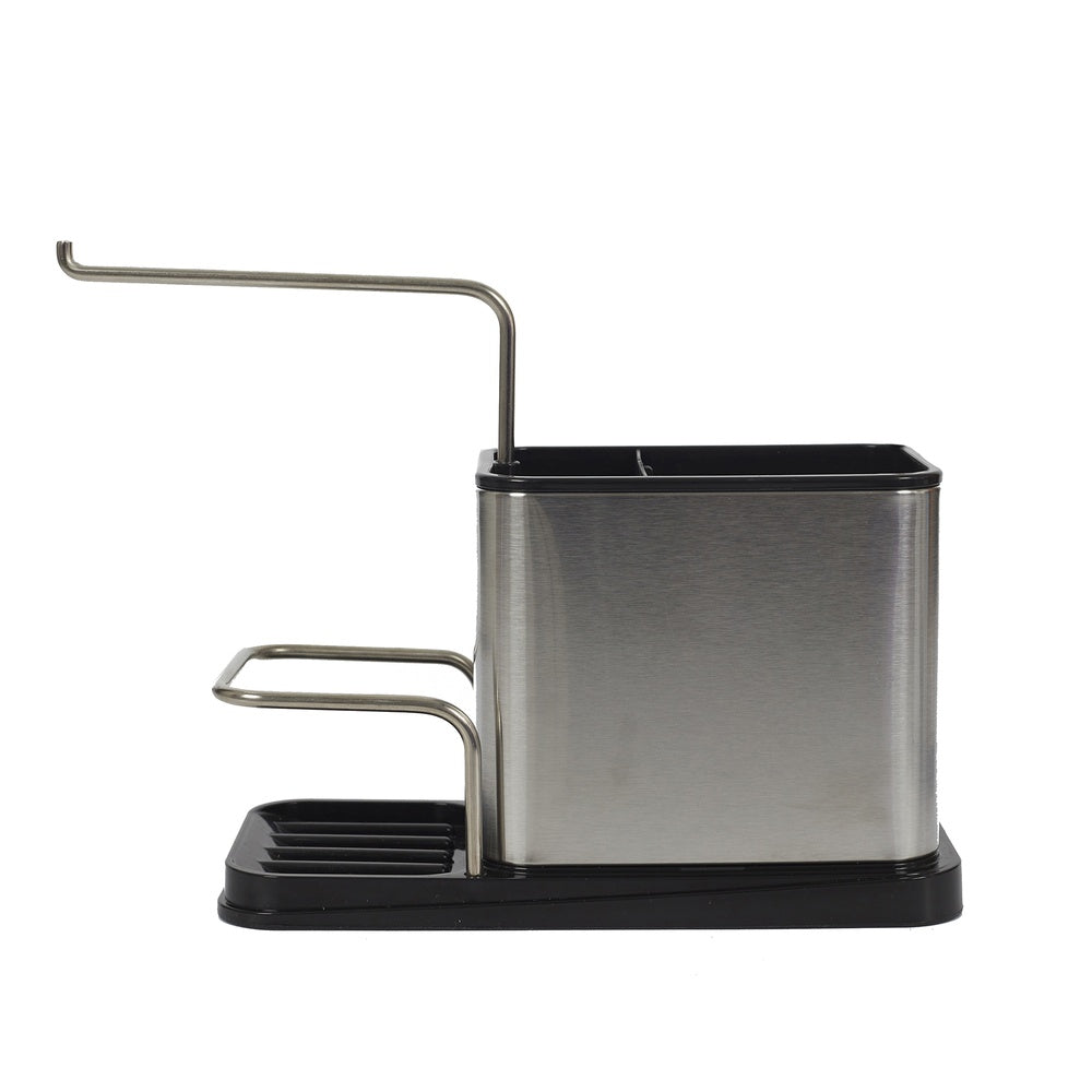 JE CHERCHE UNE IDEE Porte-éponge et brosse en acier inoxydable 22 x 10 x 13 cm