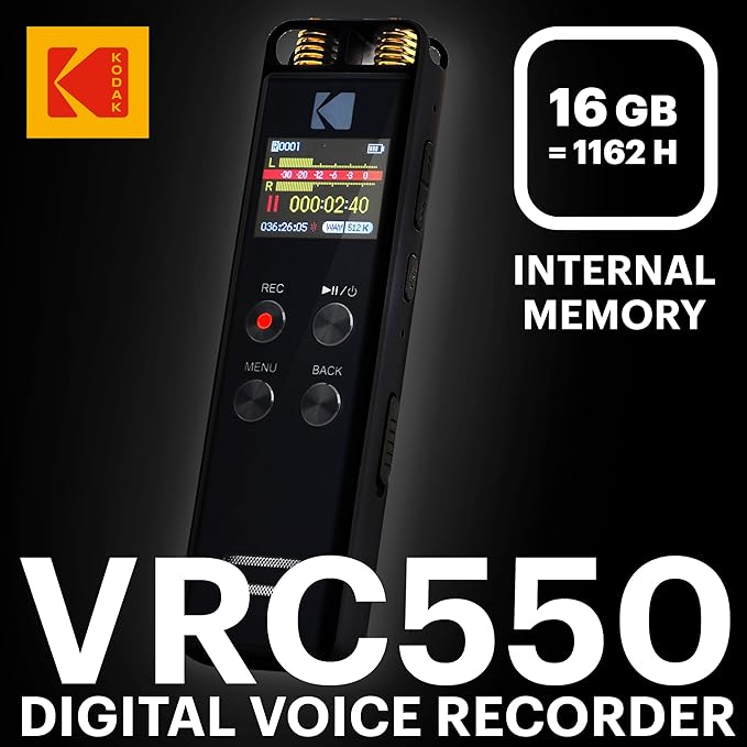 Kodak enregistreur vocal stéréo 16 Go - métal
