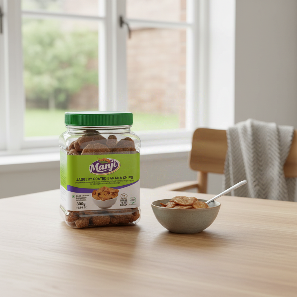 Manji Snacks Chips de Banane Enrobés de Jaggery 300 g