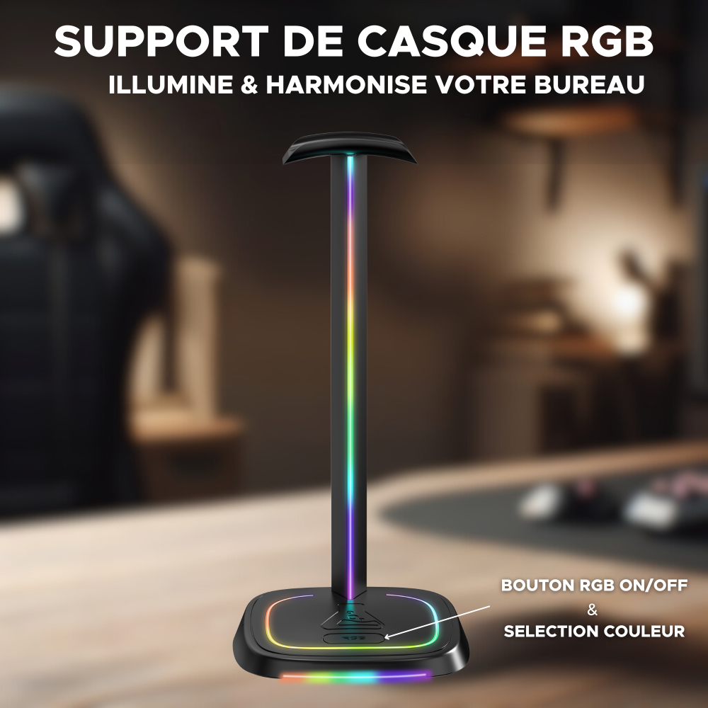 THE G-LAB K-Stand RGB Neon Support de Casque Gaming avec RGB - Noir