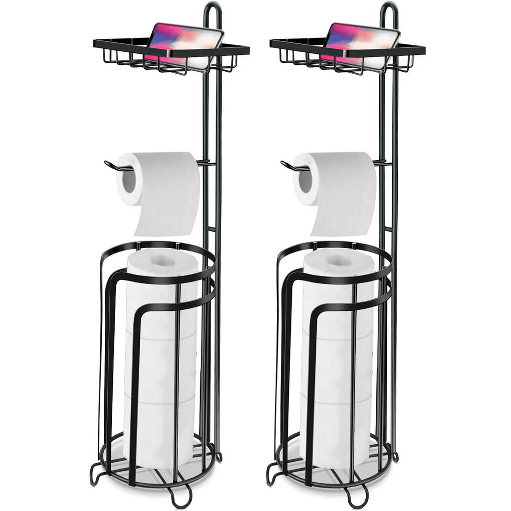 SRD 0237 Lot de 2 porte-essuie-tout à plusieurs niveaux en acier plat sur pied, Soldes du Nouvel An, Meilleures idées cadeaux