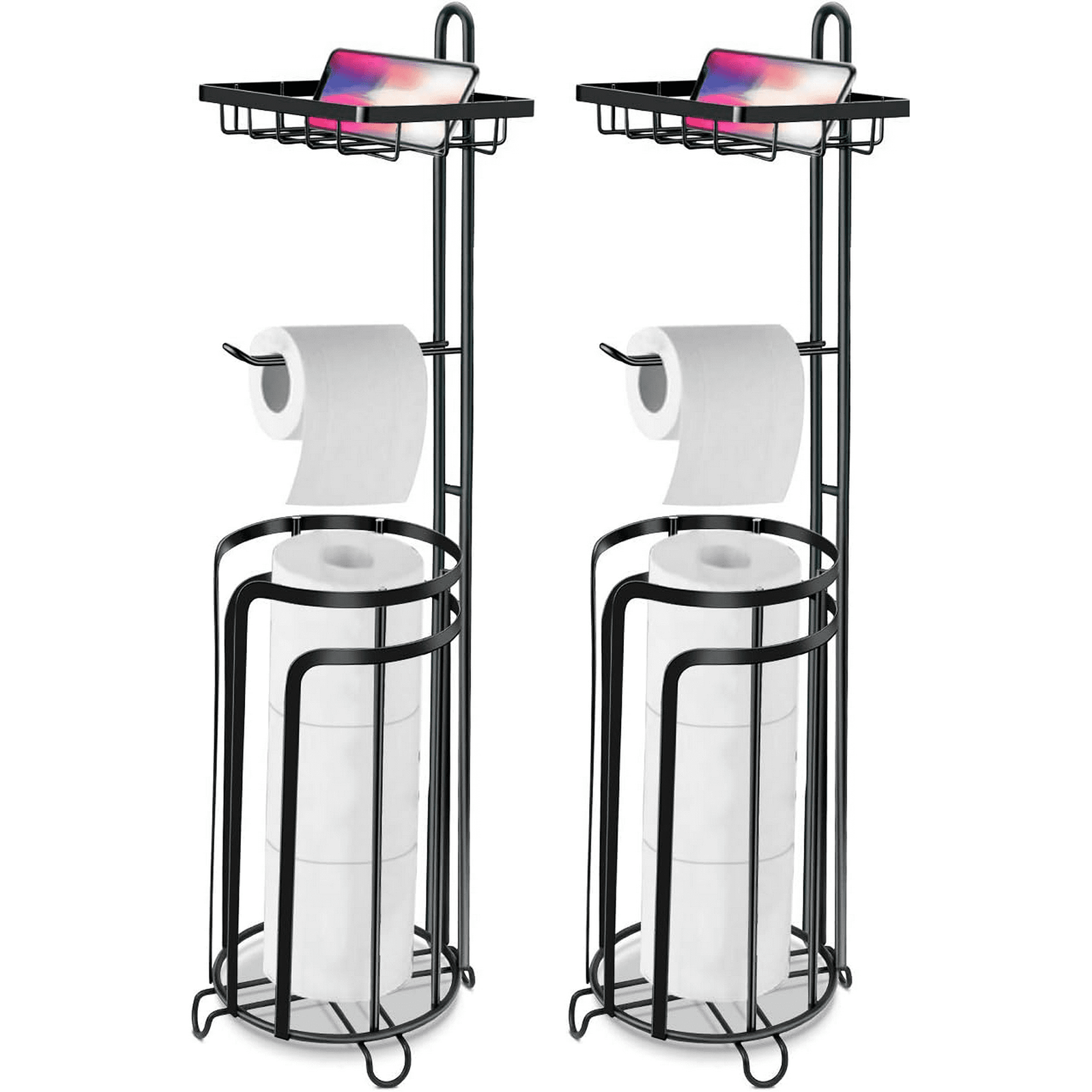 SRD 0237 Lot de 2 porte-essuie-tout à plusieurs niveaux en acier plat sur pied, Soldes du Nouvel An, Meilleures idées cadeaux
