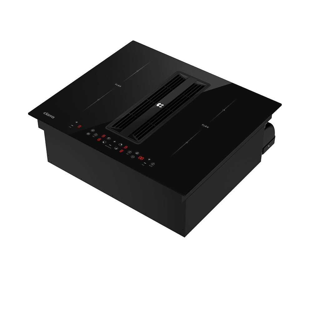 CIARRA ONE Plaque à induction 59 cm avec hotte aspirante intégrée et purification de l'air Plasma⁺, 4 zones de cuisson Boost Flex