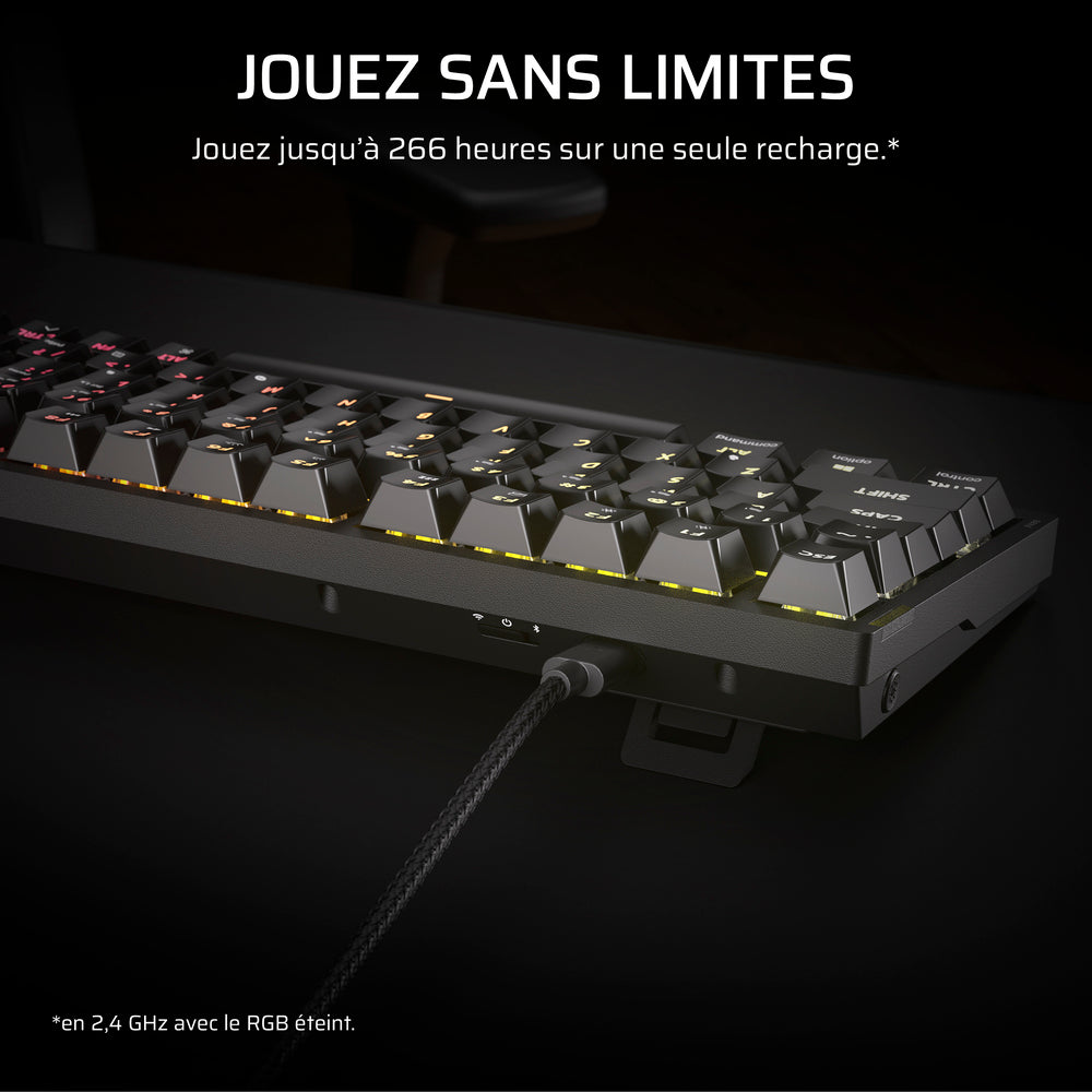 CORSAIR K65 Plus Clavier Gaming Mécanique (MLX Fusion) sans fil RGB 75% - AZERTY - Noir