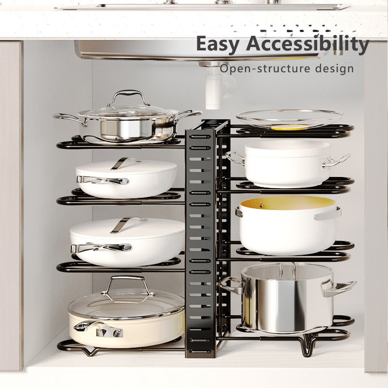SRD Étagère de rangement à 8 niveaux pour cuisine avec 2 crochets en acier 4,5 mm