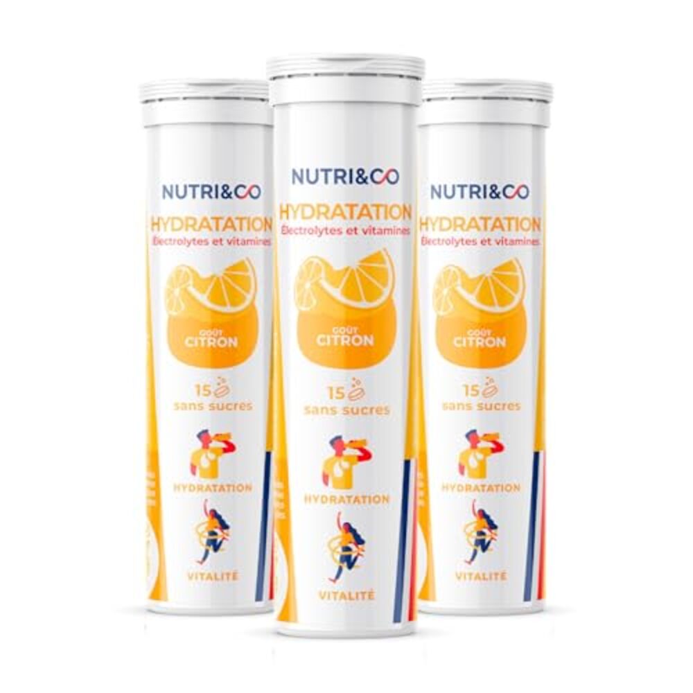 Nutri&Co Électrolytes - goût Citron - 15 Comprimés Effervescents (Lot de 3)