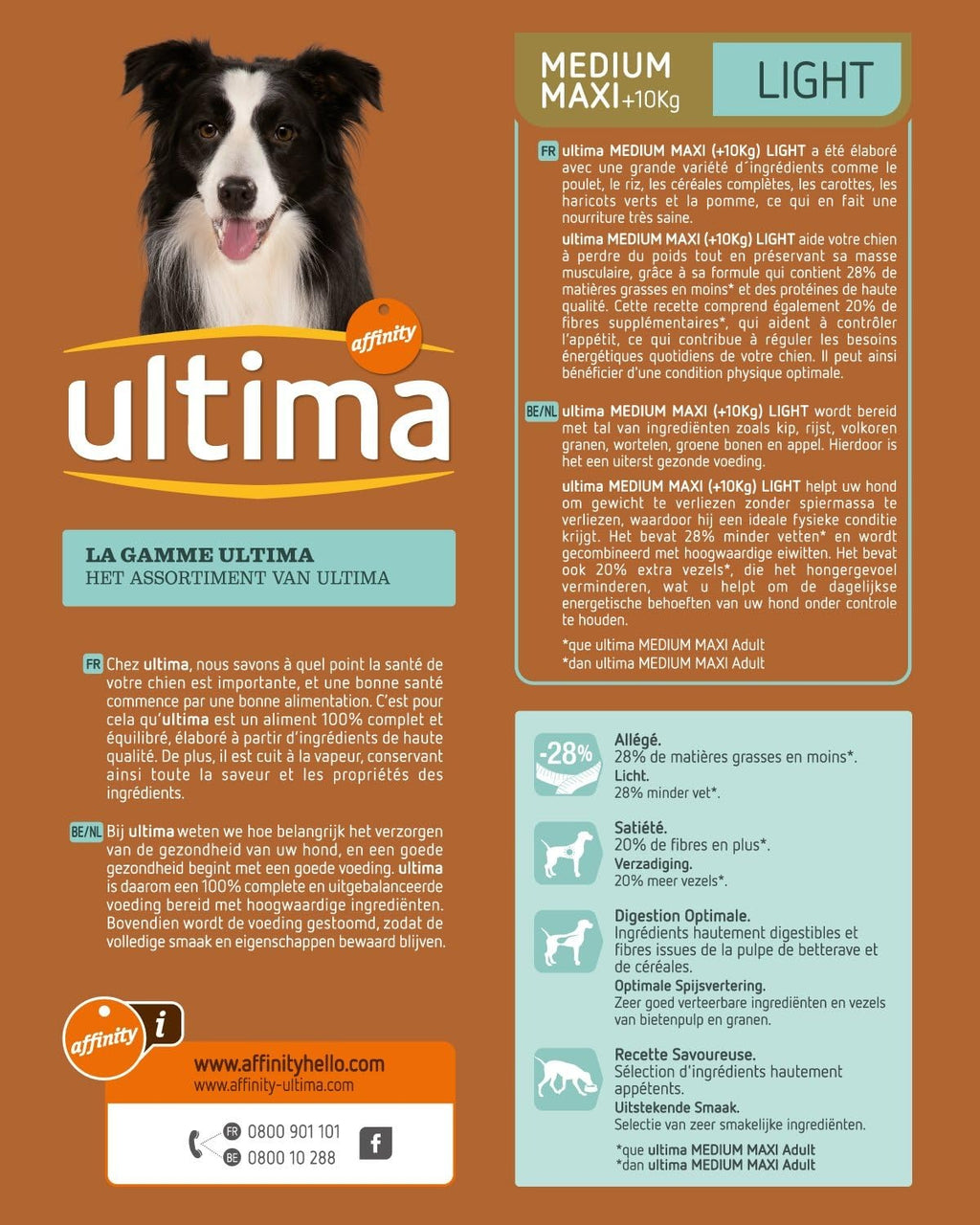 ULTIMA Nourriture pour Chien Maxi Moyen Légère Poulet 2 kg