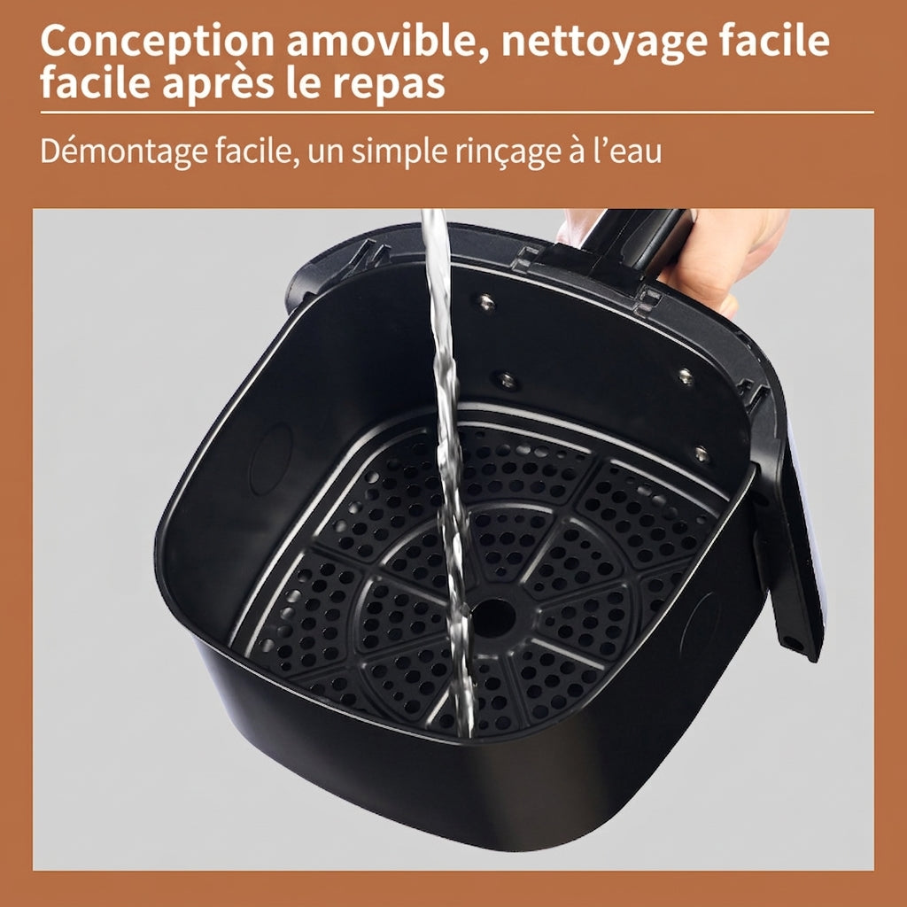 ochama Friteuse sans huile 3,2 L, friteuse électrique multifonction pour la maison, 1250 W, cuisson par air chaud, contrôle précis de la température et de la durée, intérieur antiadhésif