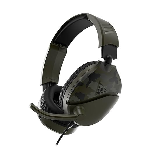 TURTLE BEACH Recon 70 Casque Gaming Filaire (Prise 3.5mm) - Micro Muet par Basculement - PC, PS5, Switch 2 & Xbox Series X|S - Camouflage Vert