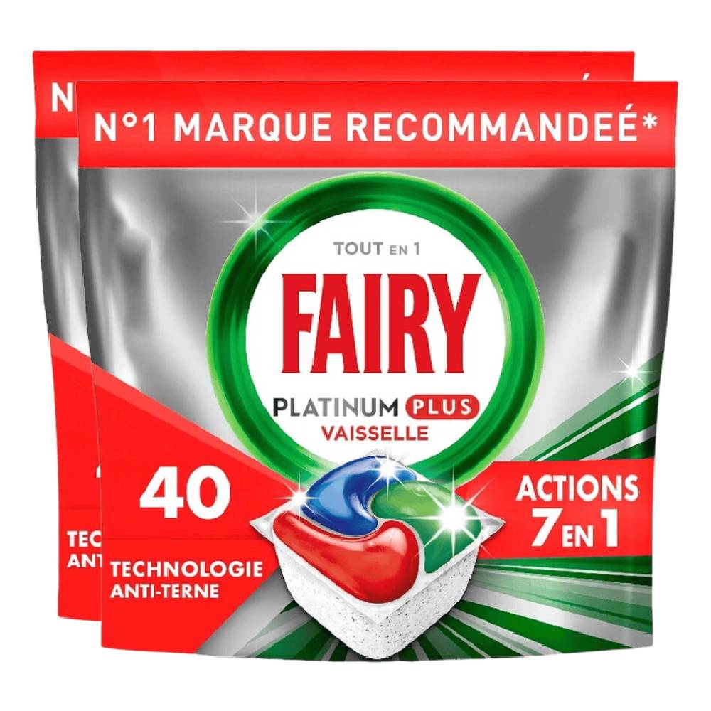 Fairy Tablettes Lave-vaisselle Platinum Plus Original 2 x X40 (= 80 tablettes)