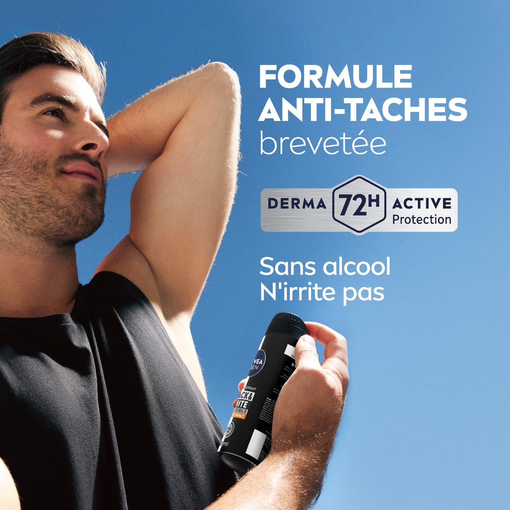 NIVEA MEN Déodorant Aisselles Black & White Ultimate Impact Protection 72h Spray 200 ml