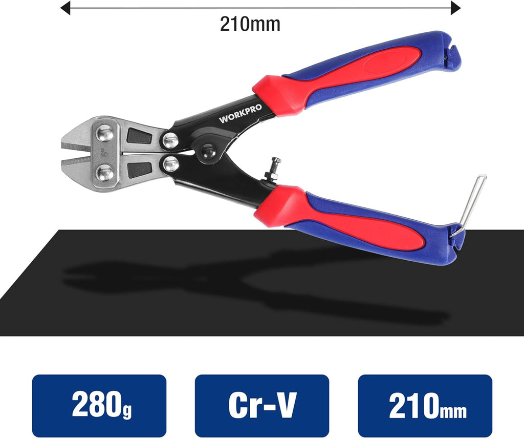 WORKPRO Mini Coupe-boulons 8 pouces 210 mm Coupe-câble En Cr-V