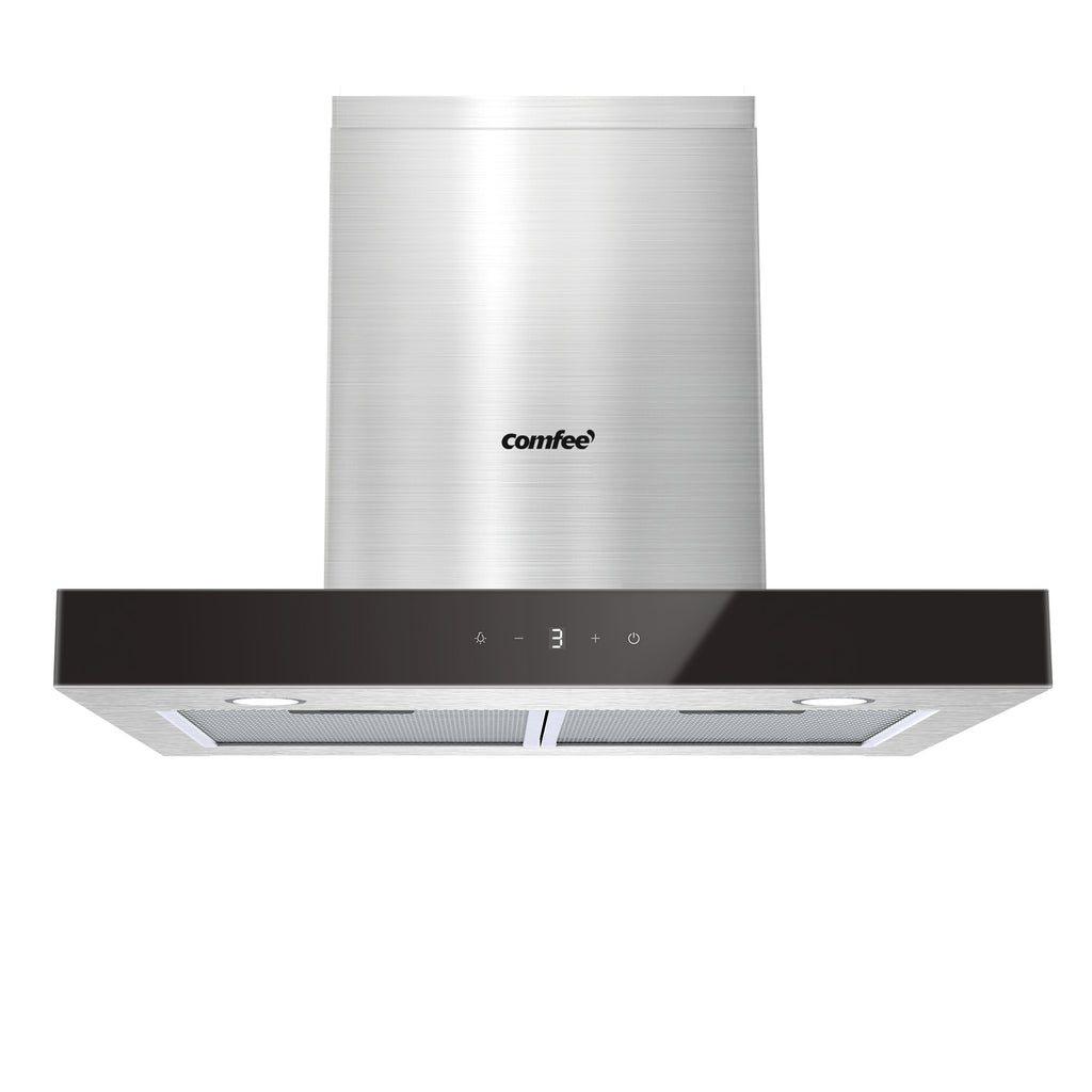 Comfee' Hotte aspirante en T 60 cm, 650 m³/h, A+++, acier inoxydable, commande gestuelle et tactile, éclairage LED, filtre 5 couches, recyclage et évacuation, TSHM77SS-60