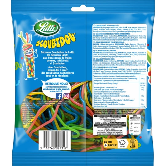Lutti Scoubidou Bonbons Tubes Moelleux Multigoûts 200 g