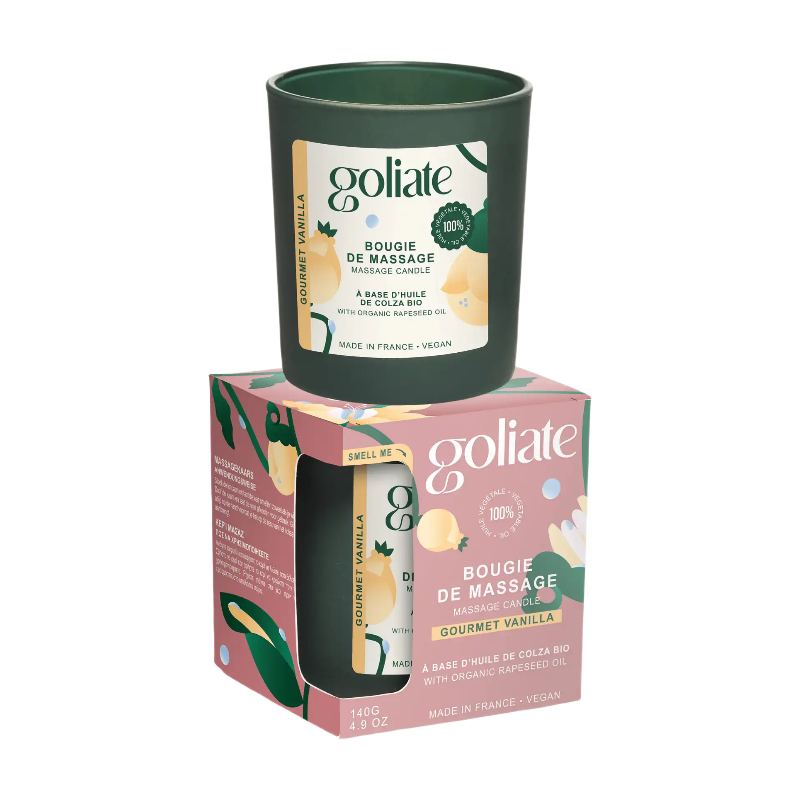 Goliate Bougie de massage gourmande à la vanille biologique à l'huile – 140 g