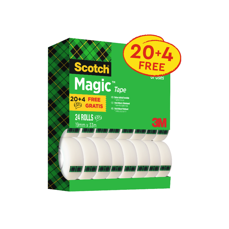 Ruban adhésif Scotch, pack économique, 33 m x 19 mm, 24 rouleaux/lot
