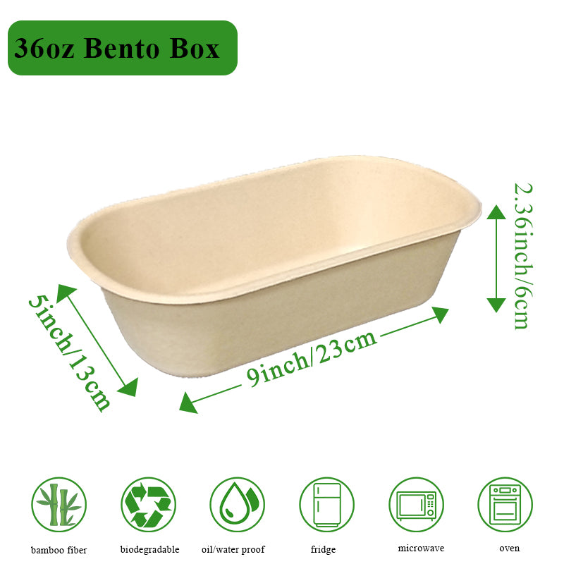 Ruibamboo Boîte bento jetable en fibre de bambou 1,06 L - 50 pièces