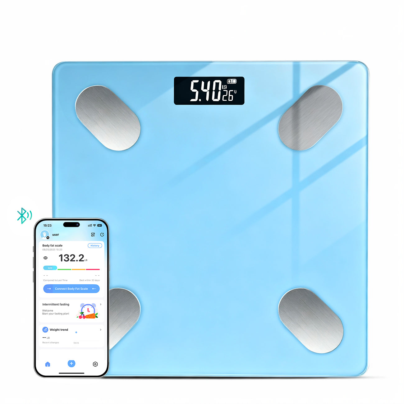 Sparoma ADL-26 Balance Connectée Bluetooth, suivi avec application, multi-utilisateur, 2×AAA piles requises,180 kg max - Bleu