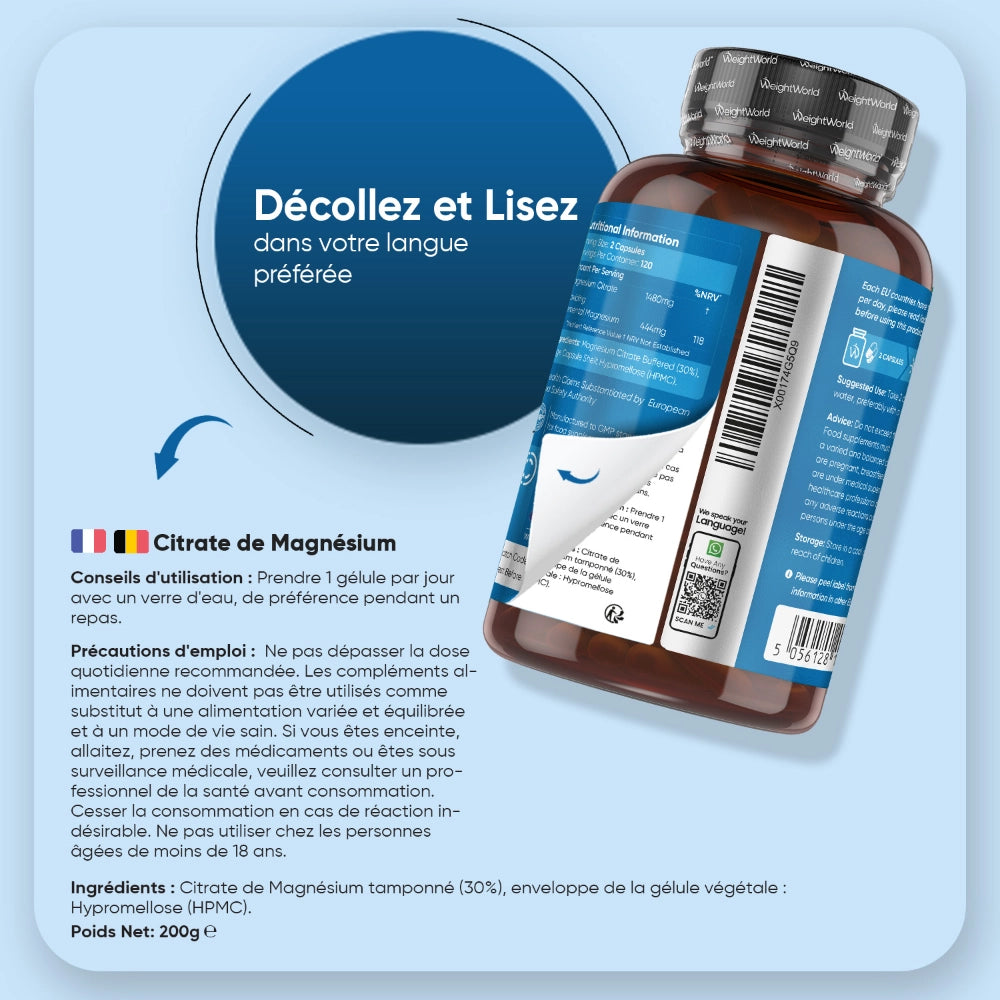 WeightWorld Citrate de magnésium 240 gélules
