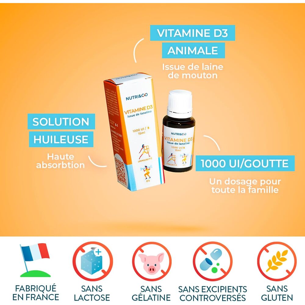 Nutri&Co Vitamine D3 issue de la lanoline - 15 ml