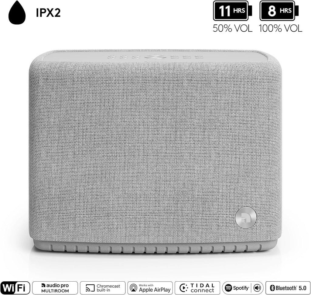 Audio Pro A15 Enceinte Multiroom sans Fil Bluetooth, Gris Clair