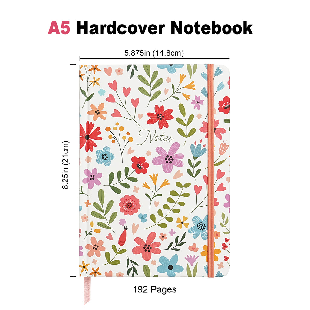 Jubiluu Carnet ligné A5 à couverture rigide texturée avec marque-pages et élastique - Veggie Garden