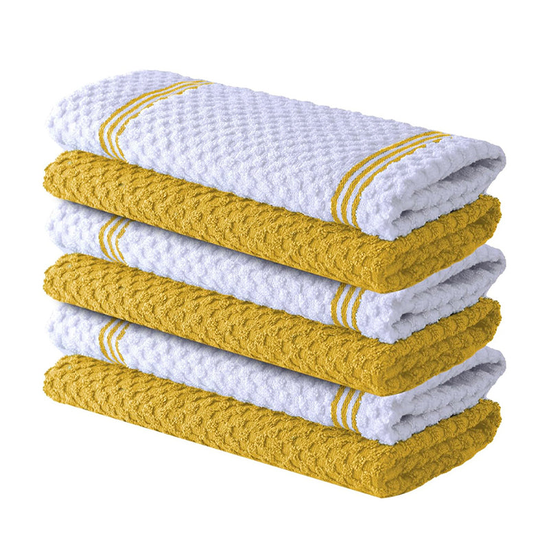 JORDAN&JUDY Lot de 6 torchons de cuisine jaunes, doux et durables, ultra-absorbants, sans peluches, 40 x 66 cm