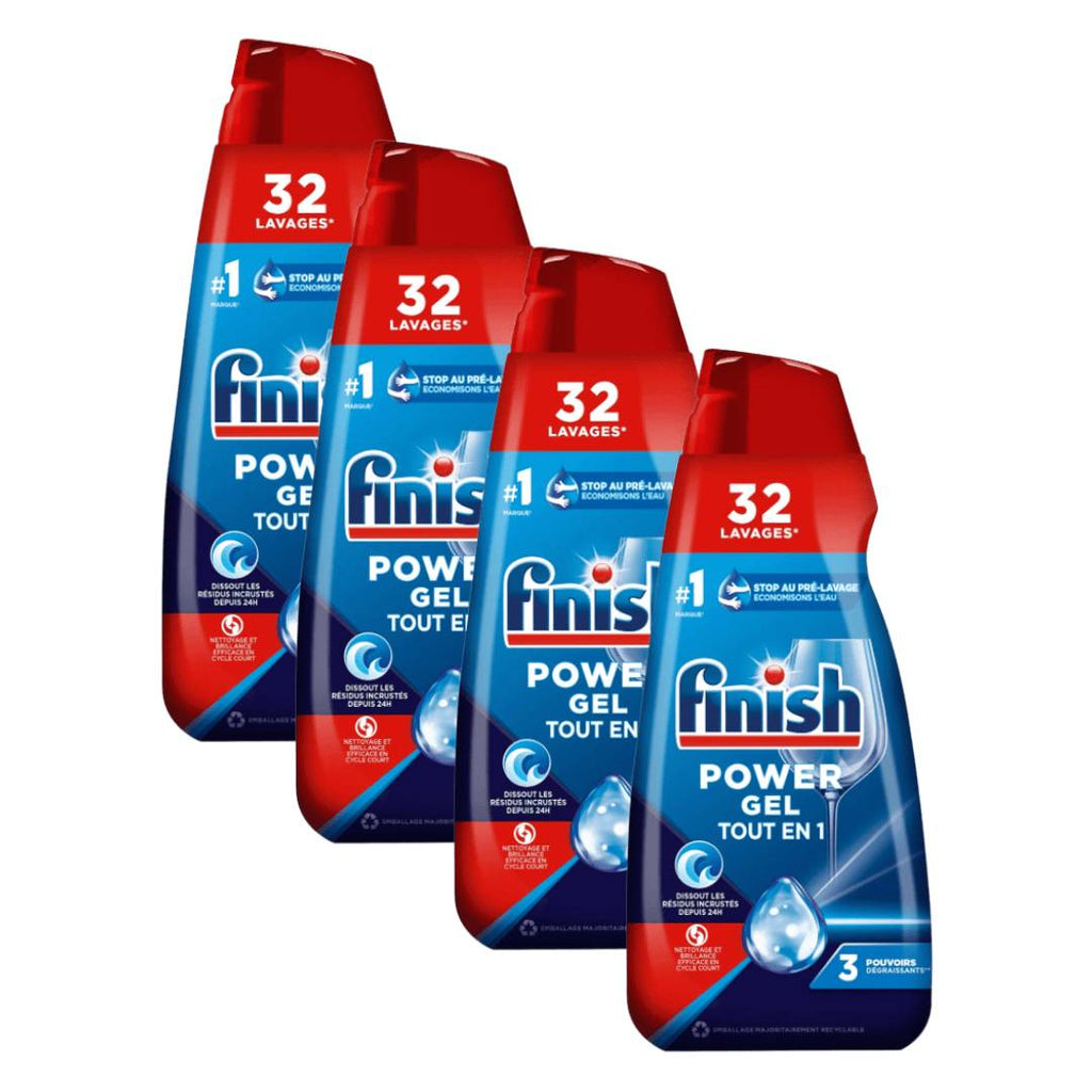 FINISH Gel de Lavage Lave-Vaisselle Sans Parfum 4 x 650 ml (= 2,6 L)