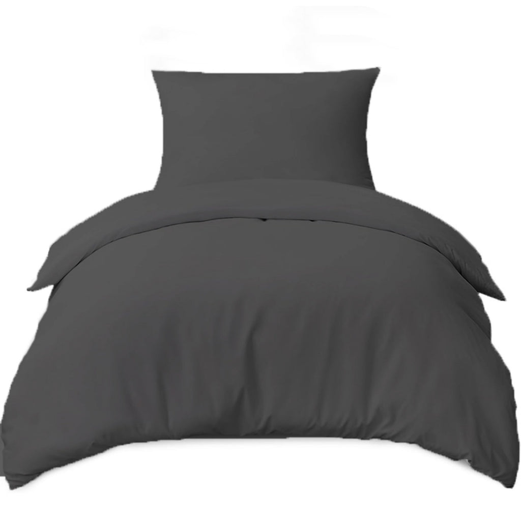LeBonsoir Parure de lit brossée avec 1 housse de couette 135 x 200 cm et 1 taie d’oreiller 80 x 80 cm, avec fermeture éclair - Gris foncé