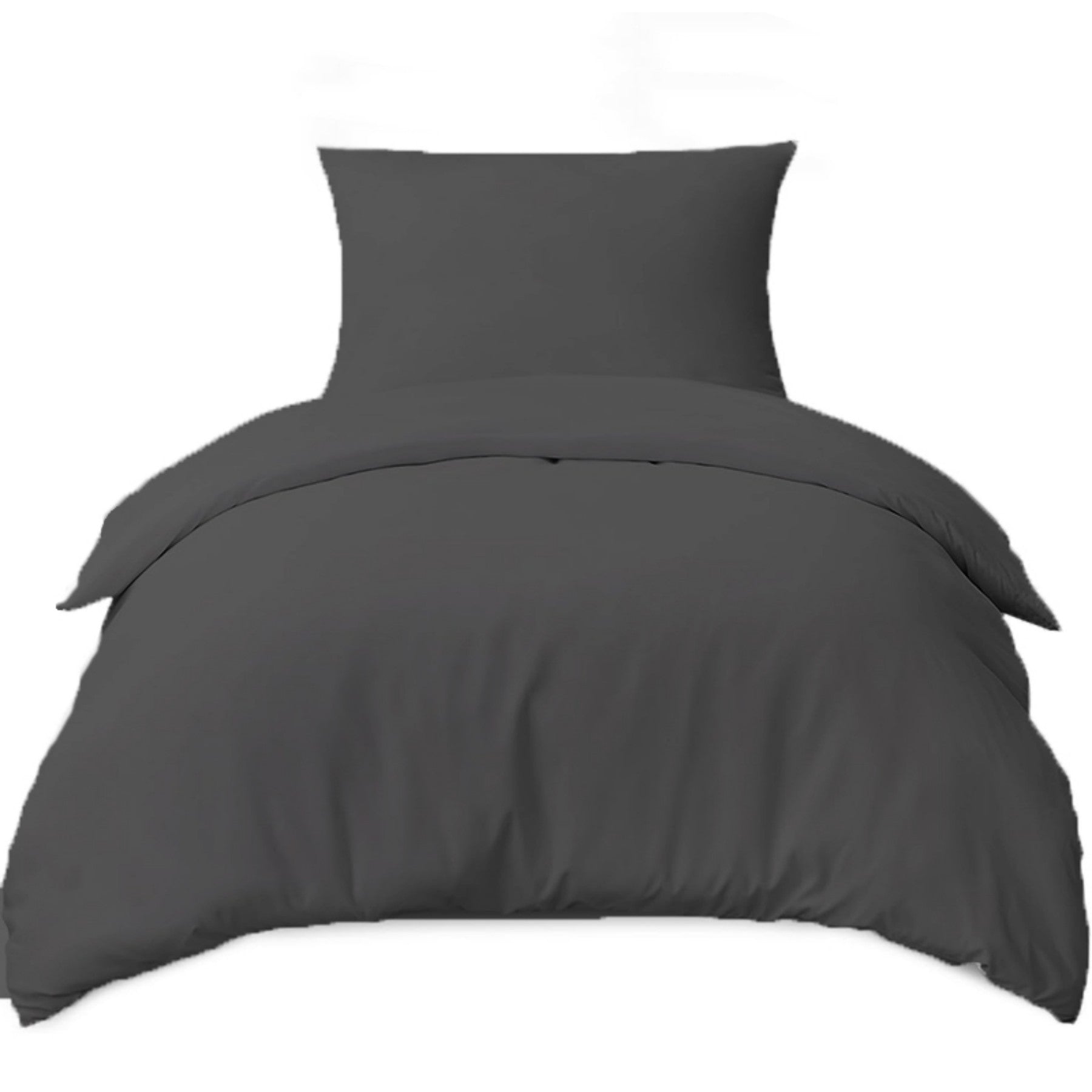 LeBonsoir Parure de lit brossée avec 1 housse de couette 135 x 200 cm et 1 taie d’oreiller 80 x 80 cm, avec fermeture éclair - Gris foncé