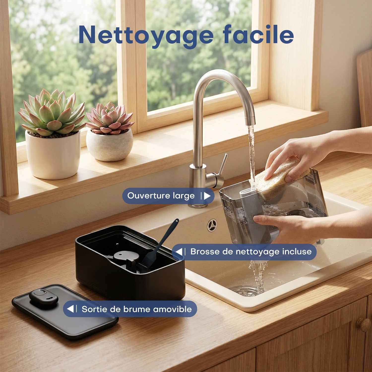 CONOPU Humidificateur ultrasonique 5 L à remplissage par le haut, double buse 360°, plateau d’aromathérapie et veilleuse à 7 couleurs, mode veille ultra silencieux, minuterie et arrêt automatique