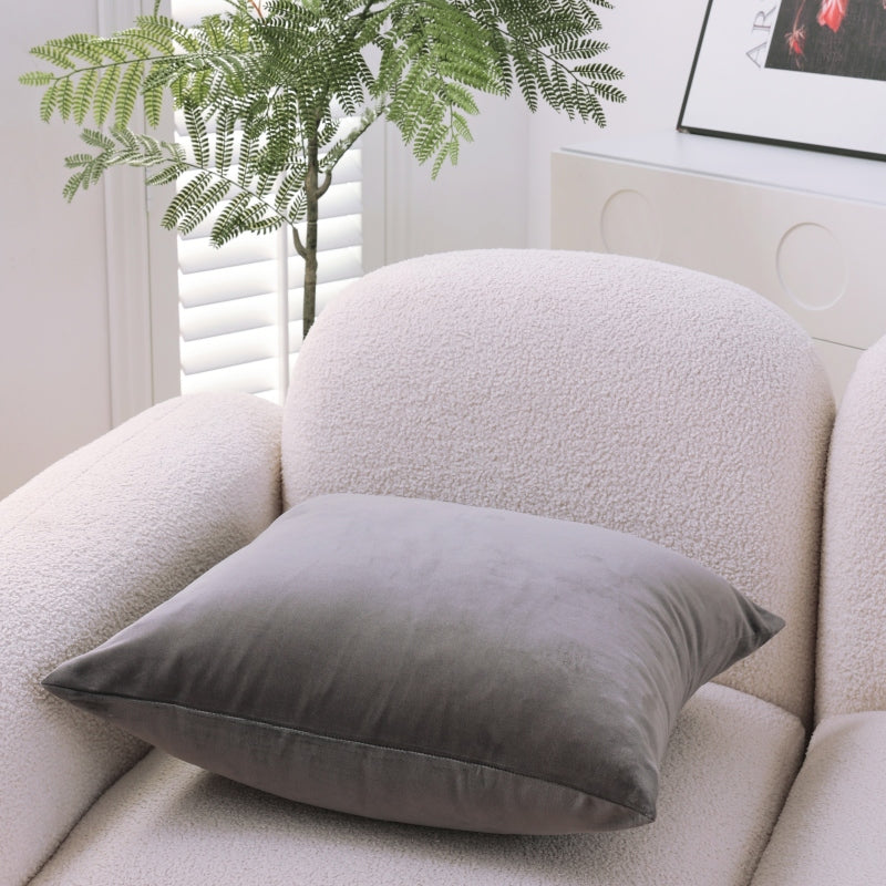 MEROPE, Housse de coussin en velours coton, 50x50 cm, gris, 1 pack