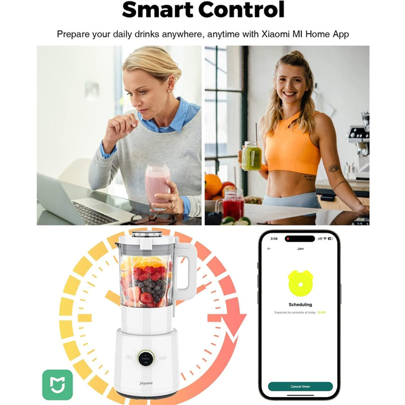 joyami Blender de comptoir intelligent, Bol en verre de 1,6 L, Contrôle par application multifonction, Connectivité Wi-Fi, Chaud et froid, Autonettoyant