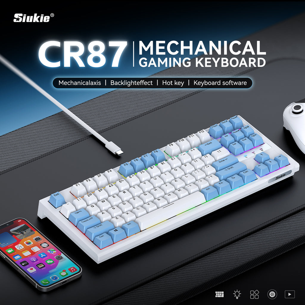 Siukie CR87 Clavier mécanique filaire à 87 touches avec interrupteurs détachables