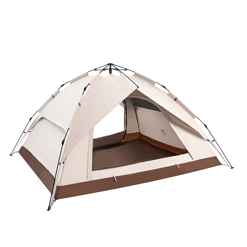 Ochama x J.ZAO Tente double couche - Matériel extérieur de randonnée et camping - Tente dôme - Déploiement automatique - Couleur fromage 3-4 personnes, Beige