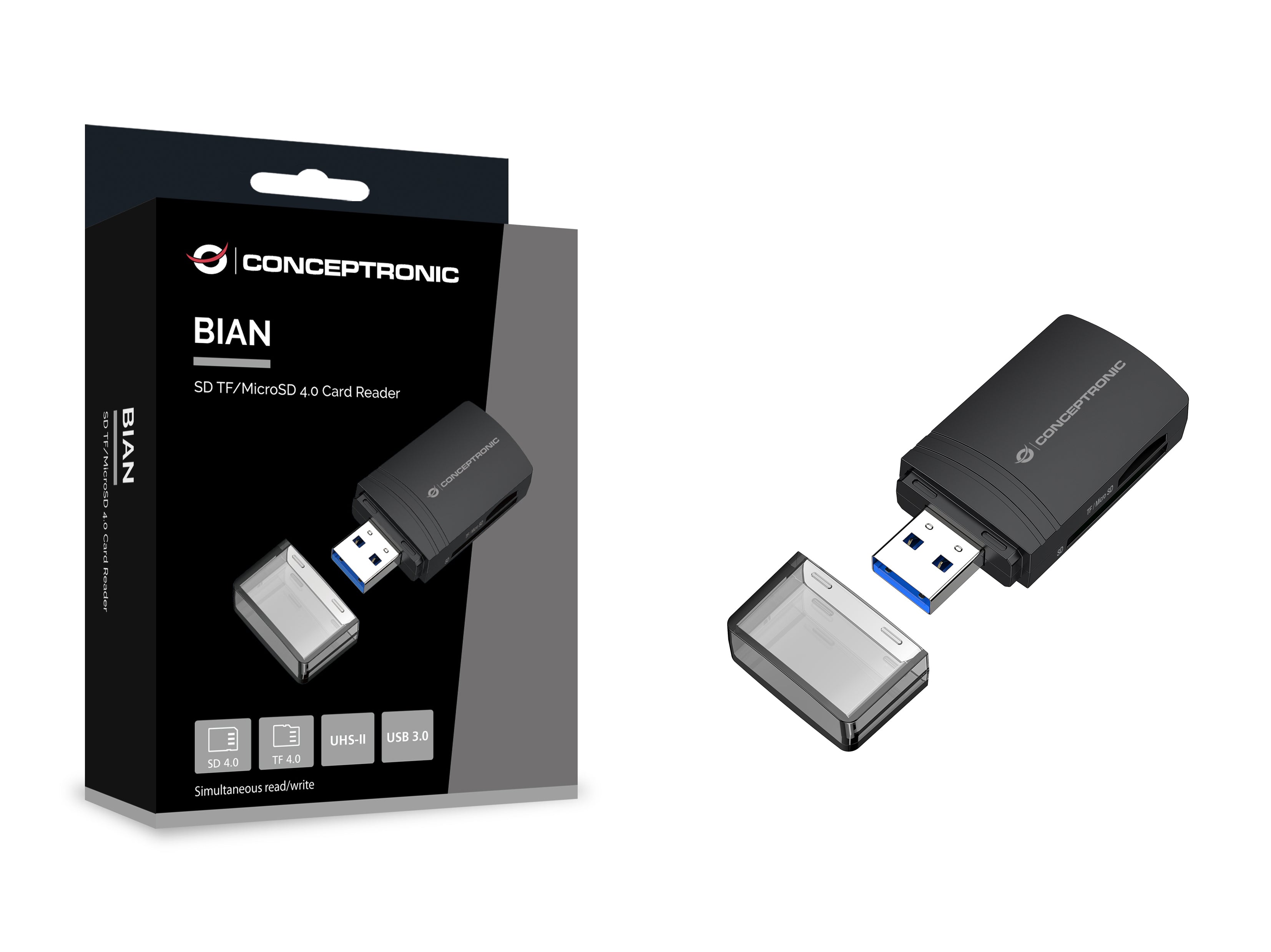 Conceptronic BIAN06B lecteur de carte mémoire USB 3.2 Gen 1 (3.1 Gen 1) Type-A Noir