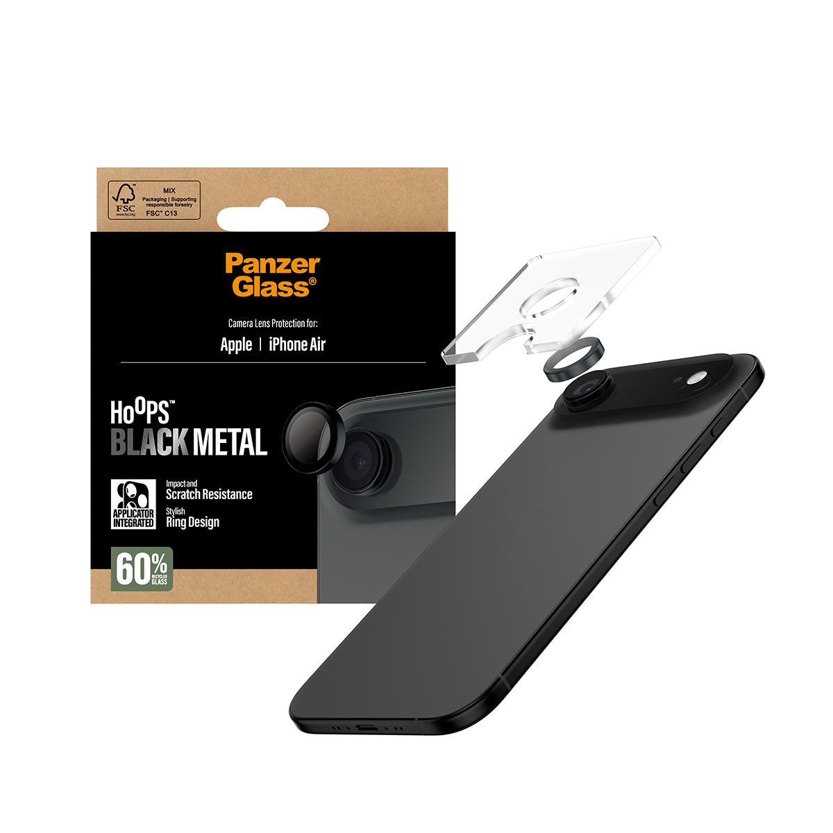PanzerGlass ® Hoops® Camera Lens Protector Black iPhone Air Protection d'écran transparent Apple 1 pièce(s)