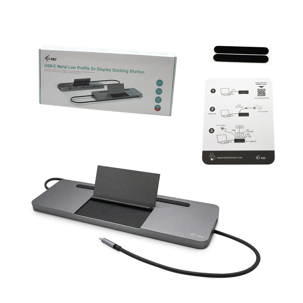 i-tec Station d'accueil USB-C Ergonomique Métallique 4K Triple Affichage et Power Delivery 85W