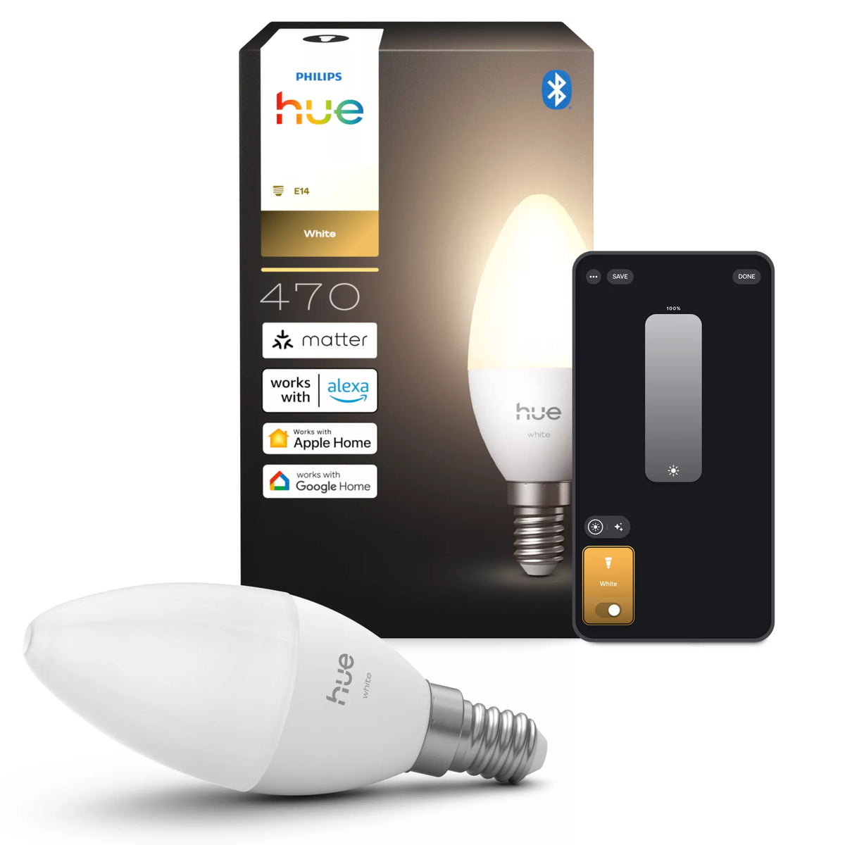Philips Hue White Flamme B39 - Ampoule LED connectée E14