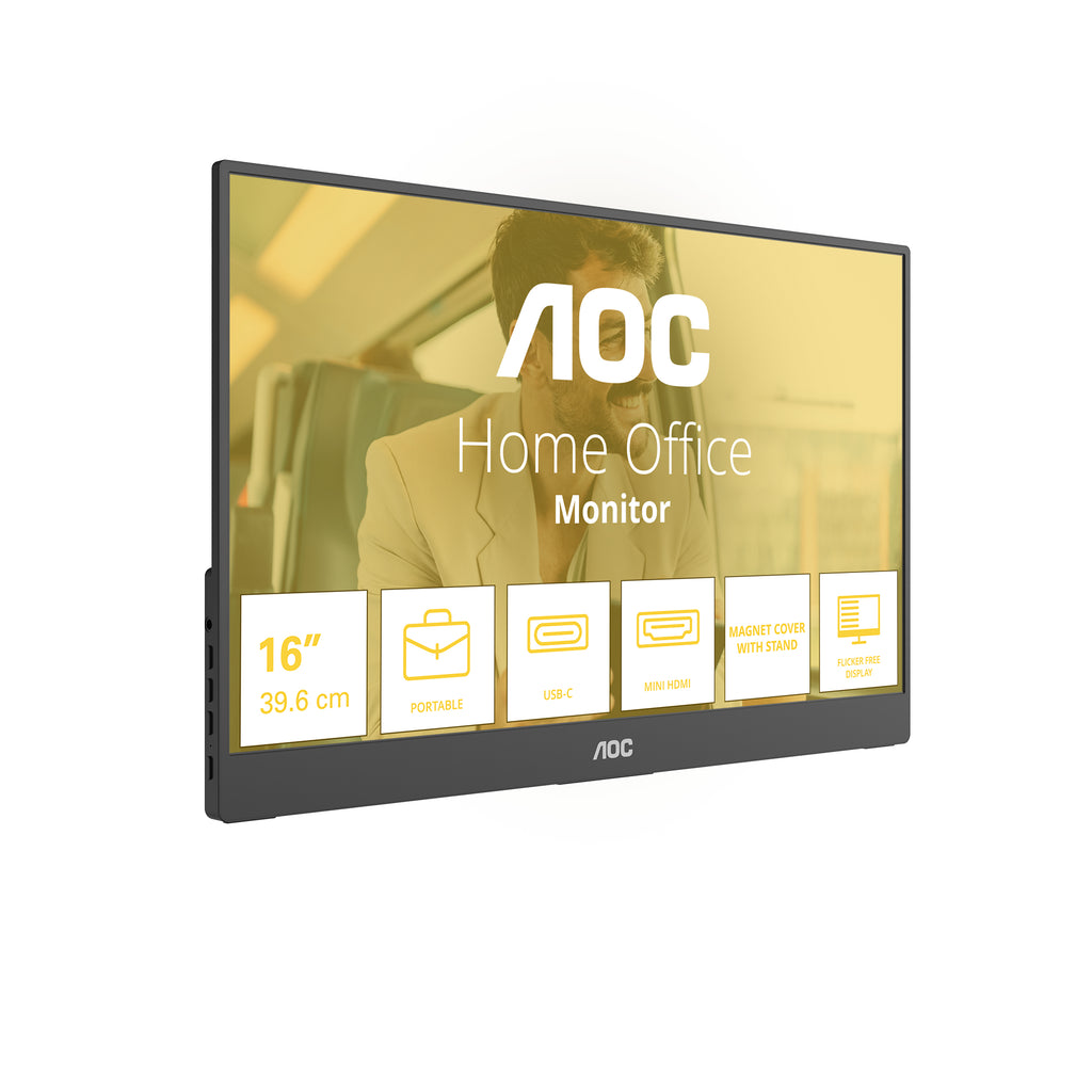 AOC 16T20E2 Bærbart tv og skærm Bærbar skærm Sort 39,6 cm (15.6) LED 1920 x 1080 pixel - vue 2