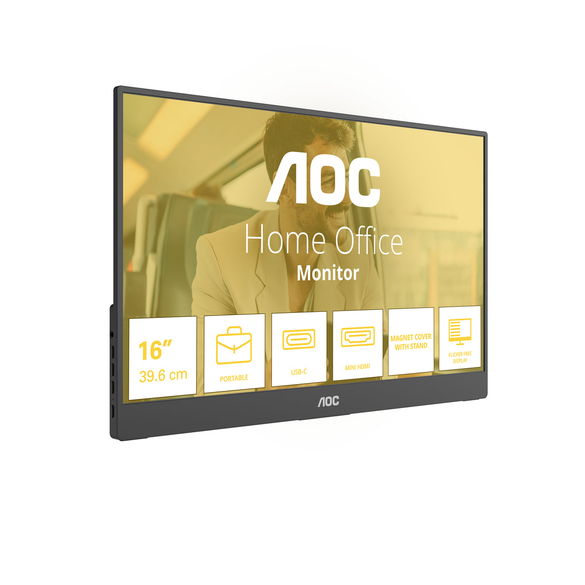 AOC 16T20E2 Bærbart tv og skærm Bærbar skærm Sort 39,6 cm (15.6) LED 1920 x 1080 pixel - vue 2