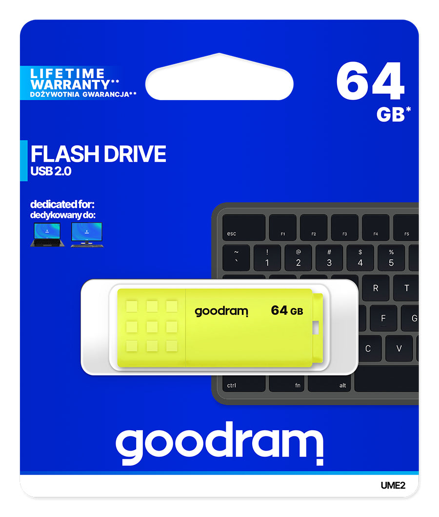 Goodram UME2 lecteur USB flash 64 Go USB Type-A 2.0 Jaune