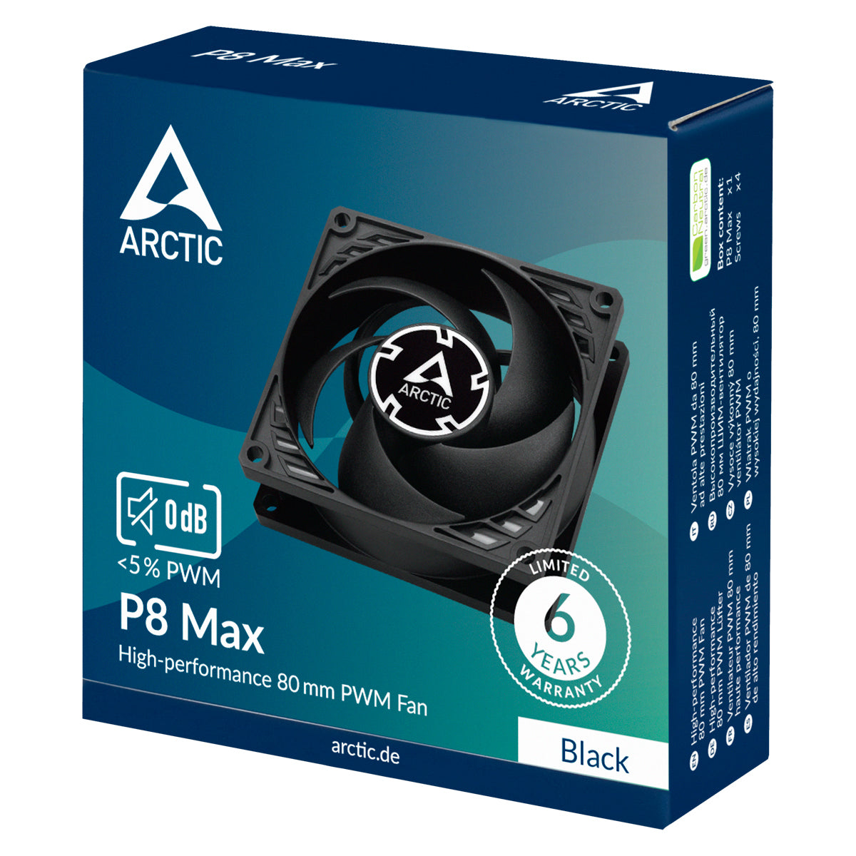 ARCTIC P8 Max Boitier PC Ventilateur 8 cm Noir 1 pièce(s)