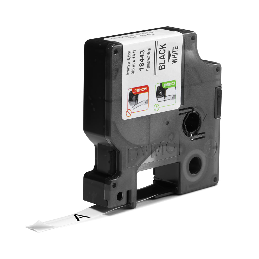 DYMO Rhino Étiquettes en vinyle industrielles | 9 mm x 5,5 m | autocollantes impression en noir sur fond blanc | pour étiqueteuses Rhino et LabelManager - vue 2