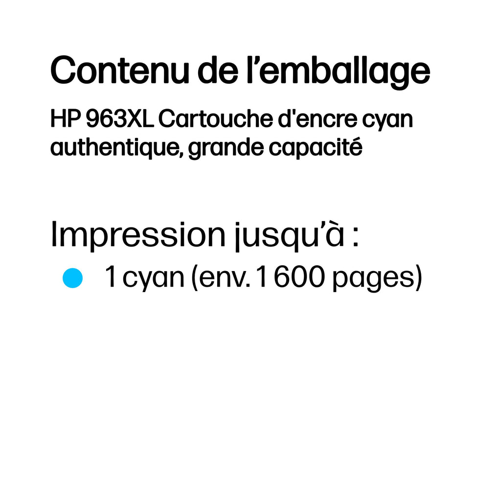 HP 963XL Cartouche d'encre cyan authentique, grande capacité