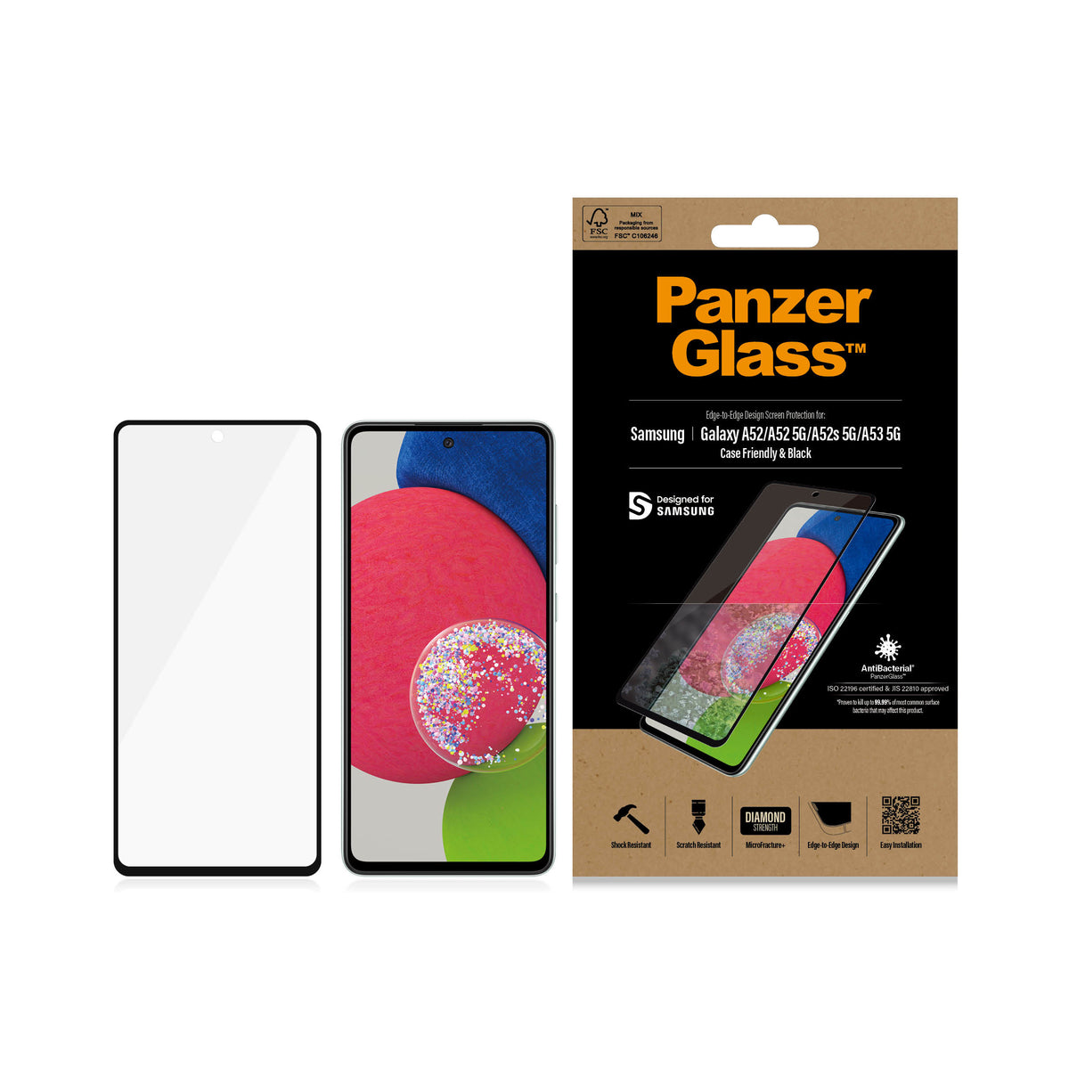 PanzerGlass ® Screen Protector Samsung Galaxy A52 | A52 5G | A52s 5G | A53 5G Protection d'écran transparent 1 pièce(s) - vue 3