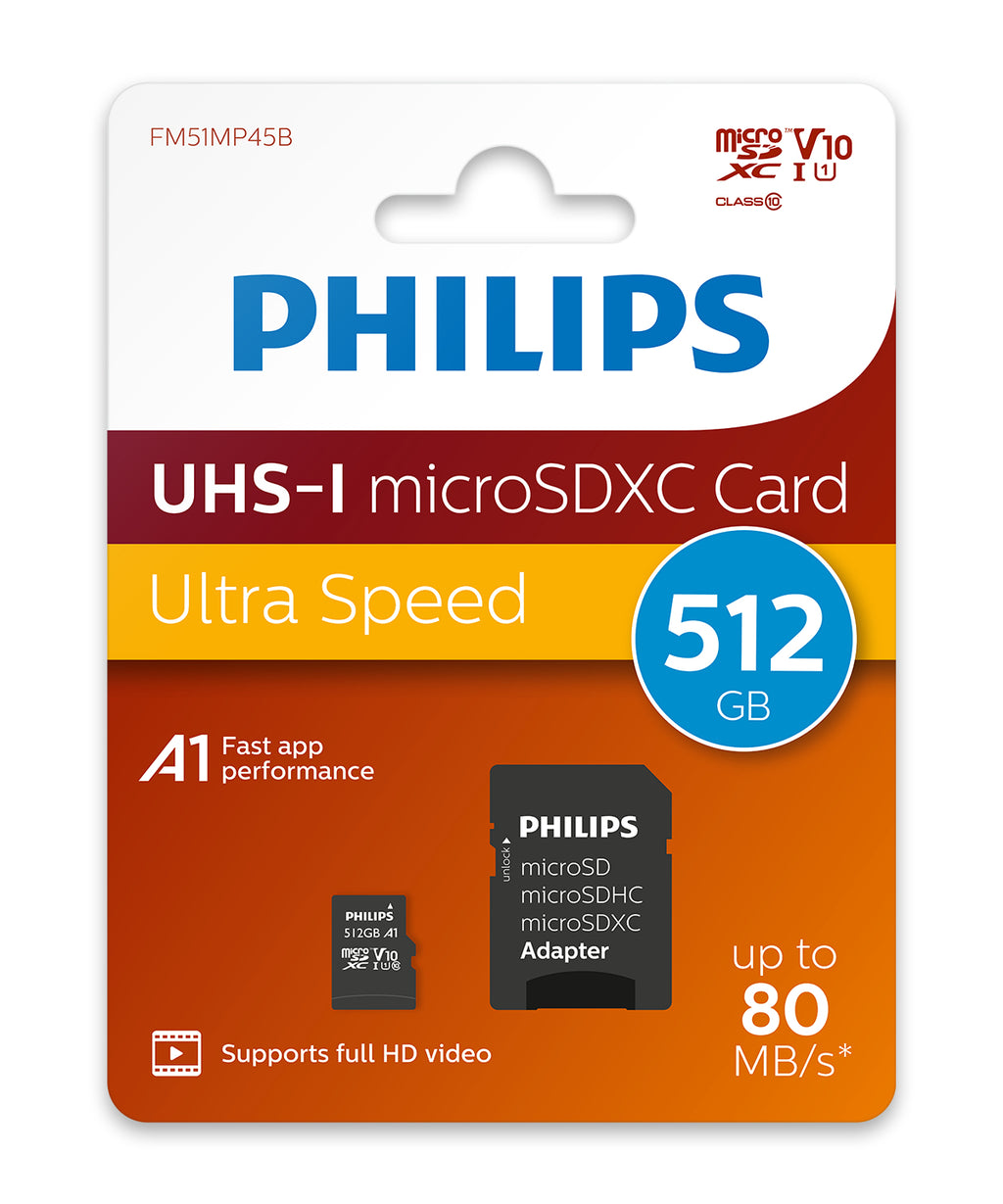 Philips FM51MP45B/00 mémoire flash 512 Go MicroSDHC UHS-I Classe 10