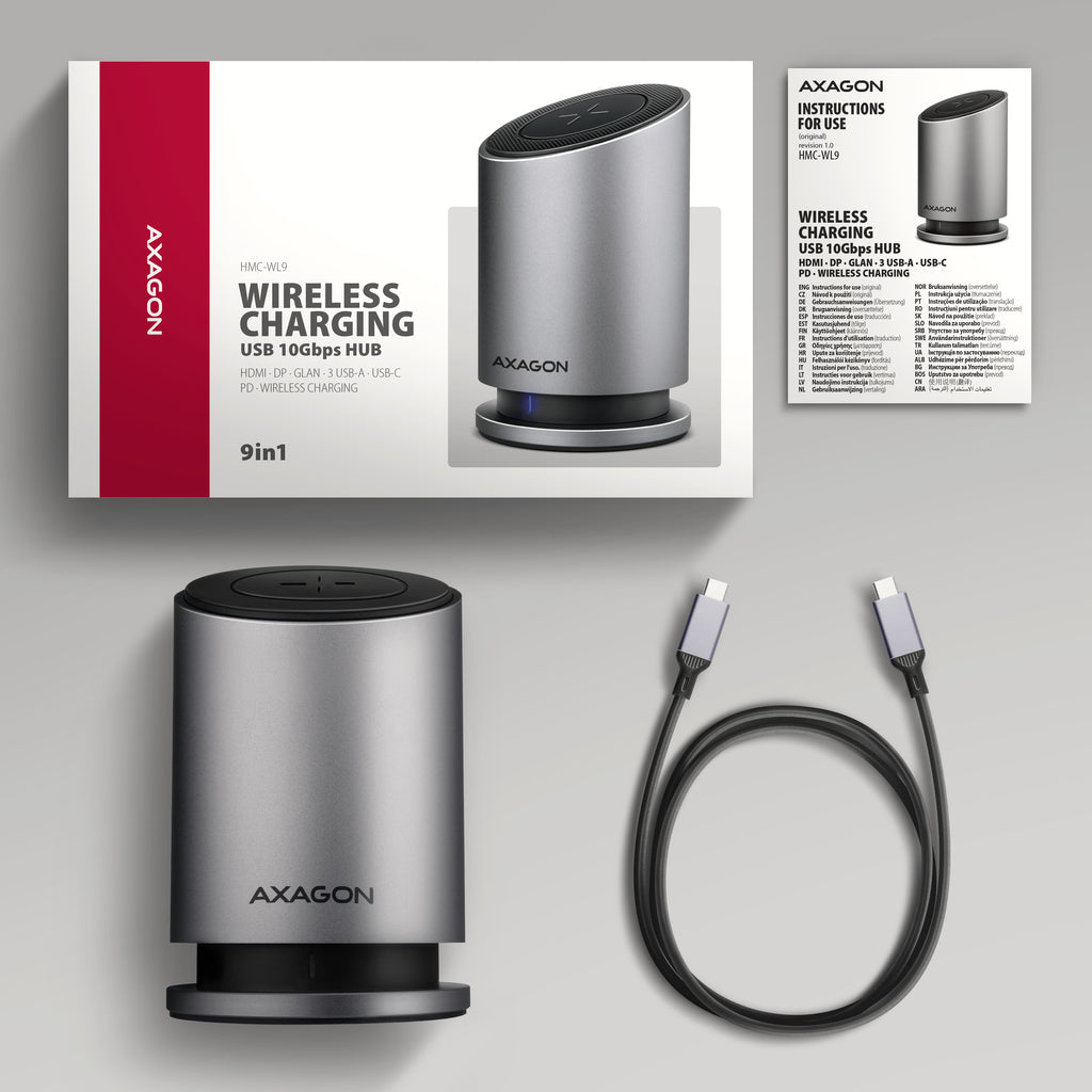 AXAGON HMC-WL9 USB-C 3.2 Gen 2 / Thunderbolt 3 / Thunderbolt 4 / Thunderbolt 5 Dockingstation