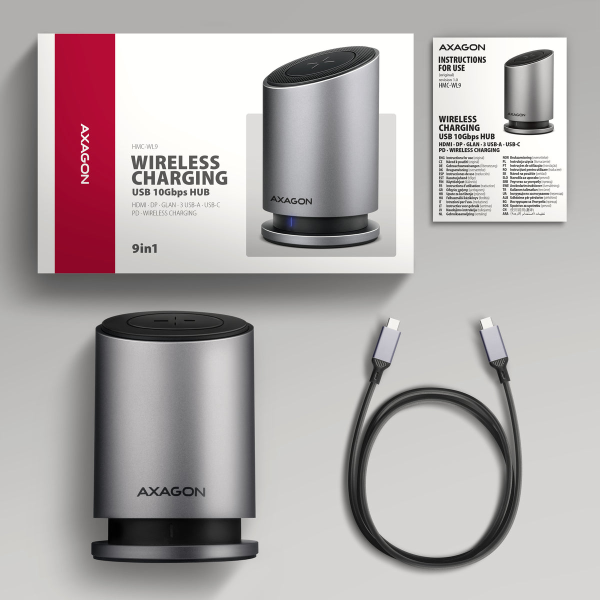 AXAGON HMC-WL9 USB-C 3.2 Gen 2 / Thunderbolt 3 / Thunderbolt 4 / Thunderbolt 5 Dockingstation